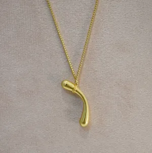 Bold 18K Gold Plated Dumble Pendant Necklace