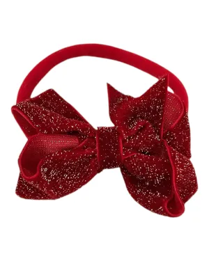 Christmas Red Velvet Sparkle 3 Inch Dainty Bow On Headband