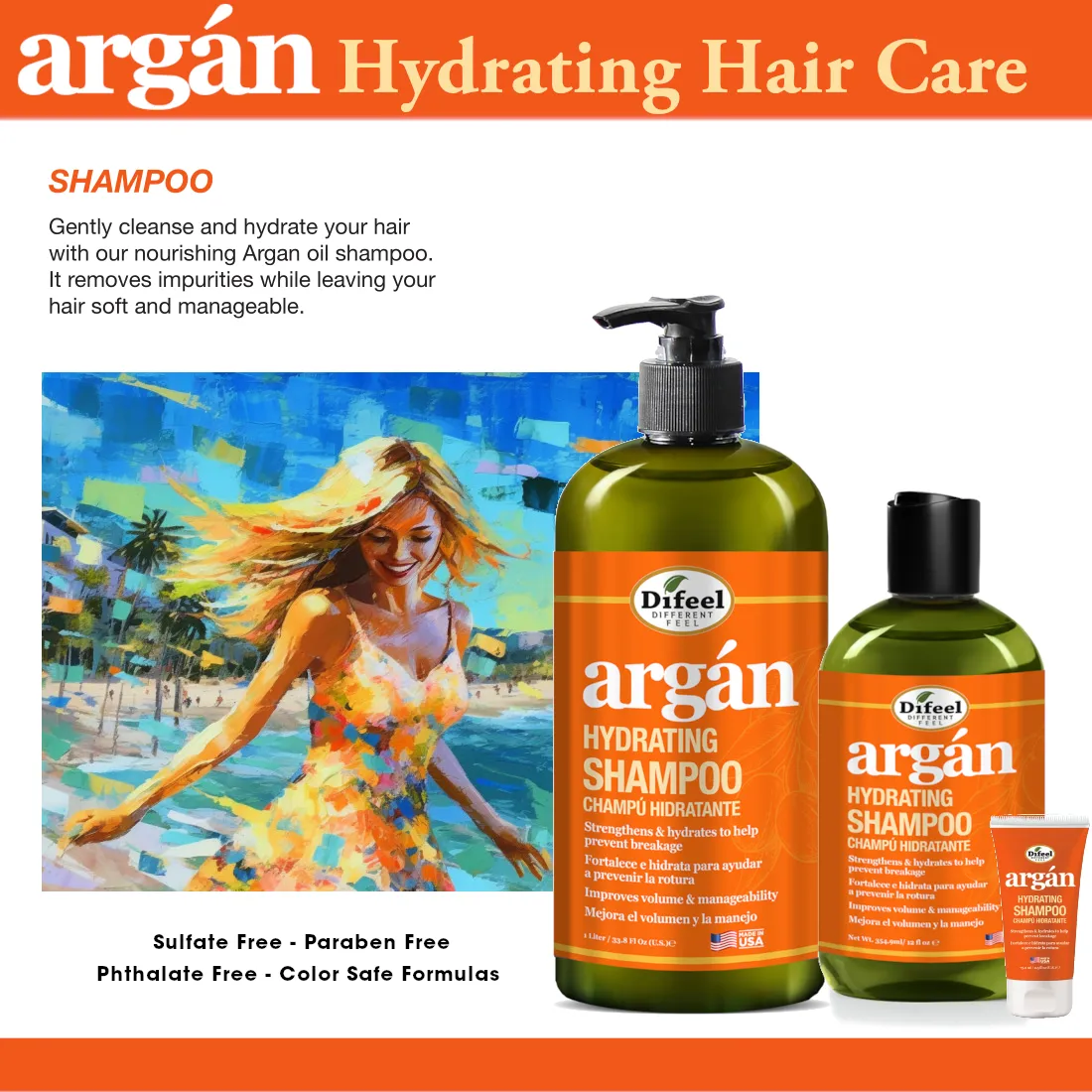 Difeel Argan Hydrating Shampoo 12 oz.