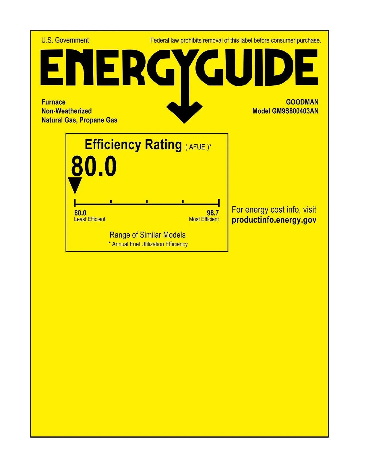 Goodman 80% AFUE 40,000 BTU Single Stage Gas Furnace - Upflow/Horizontal