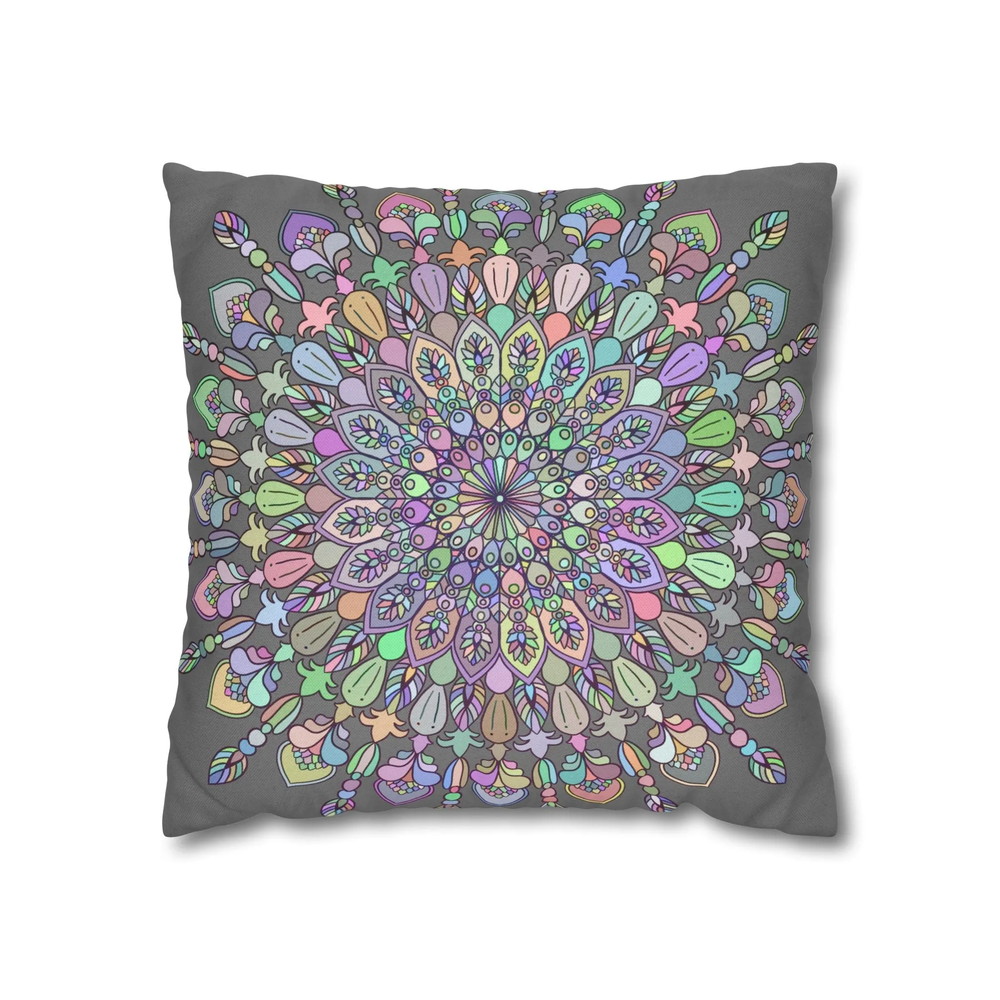 Handmade Mandala Design Square Pillowcase - Pastel Colors