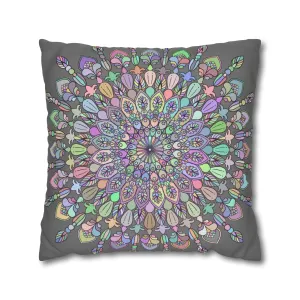 Handmade Mandala Design Square Pillowcase - Pastel Colors