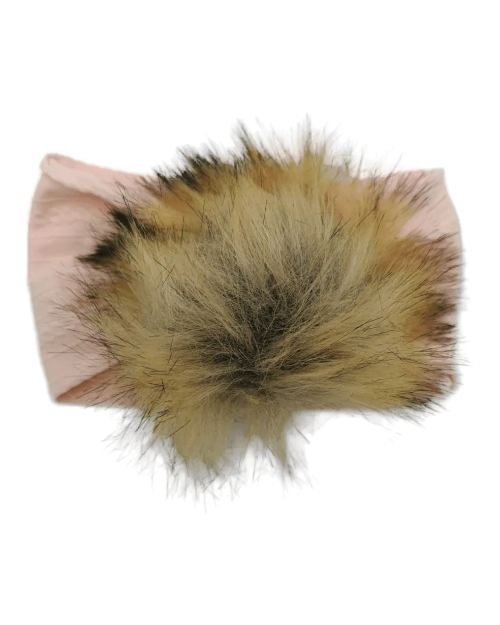 Light Pink Faux Fur Pom Cable Knit Headband