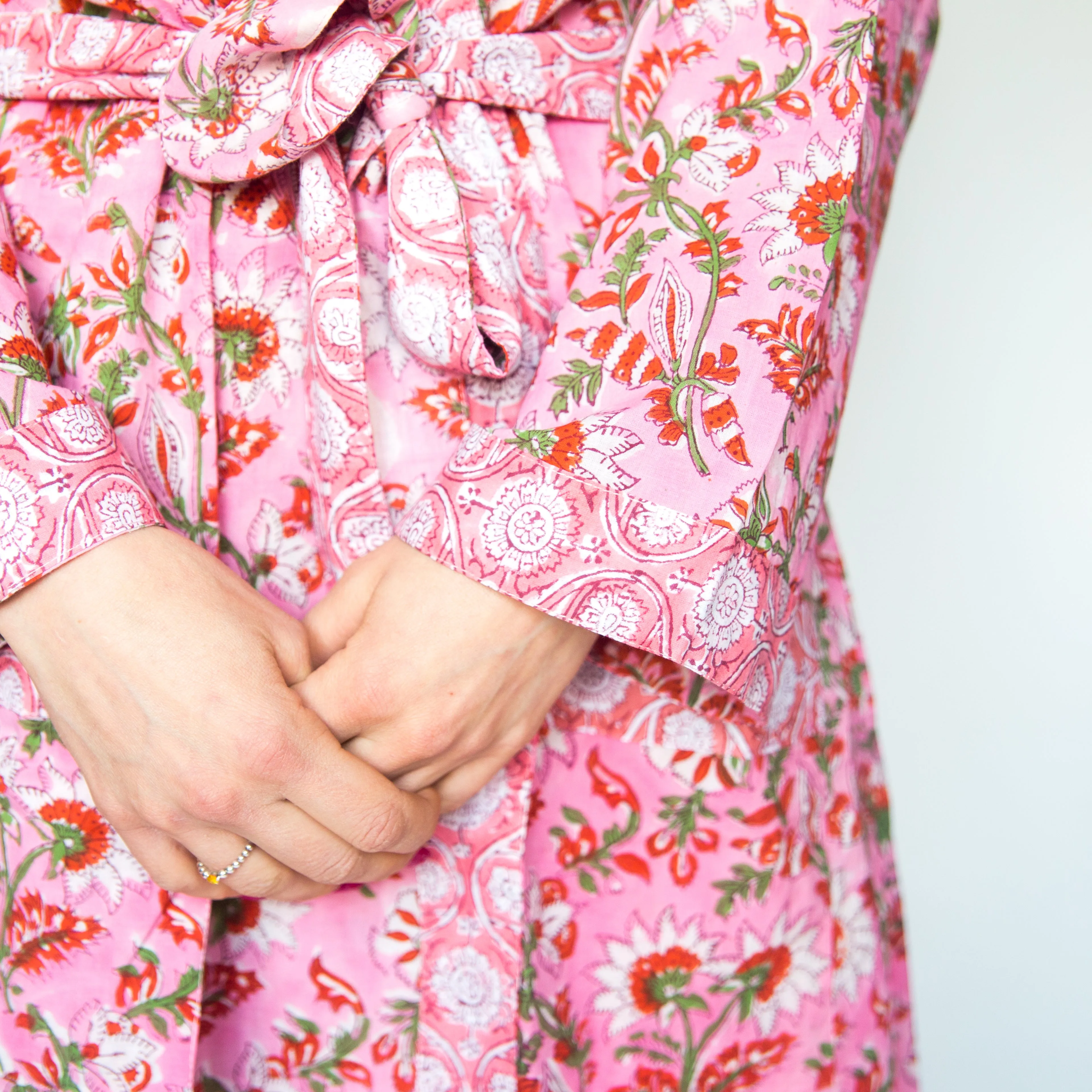 Long Cotton Robe - Soft Pink