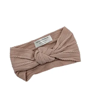 Primrose Pink Knot Style Cable Knit Headband