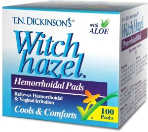 T.N. Dickinson Witch Hazel Hemorrhoidal Pads with Aloe 100 Pad