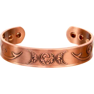 Triple Moon Magnetic Antique Copper Bracelet